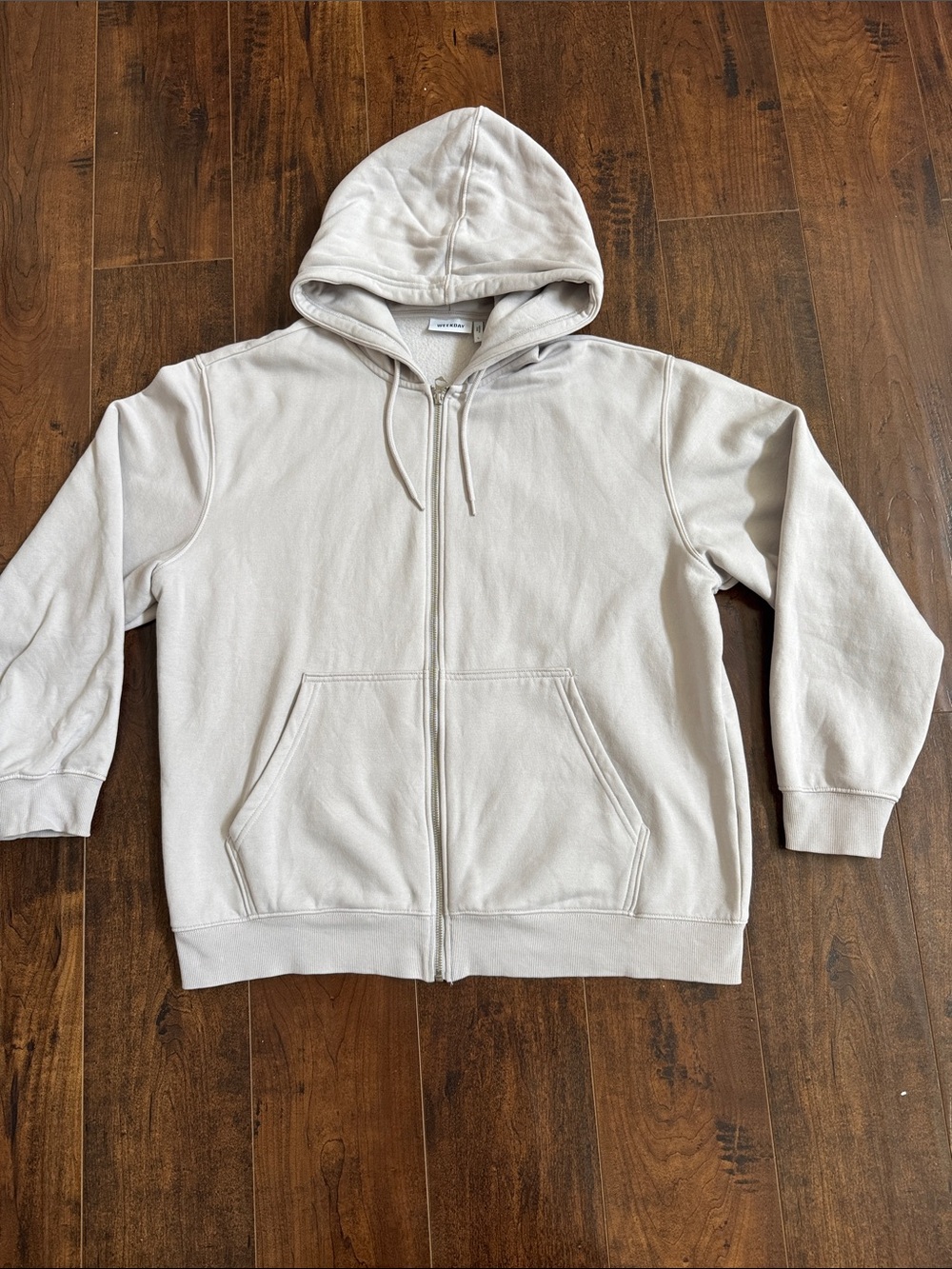 Weekday Men's Classic Zip Hoodie - Cream
